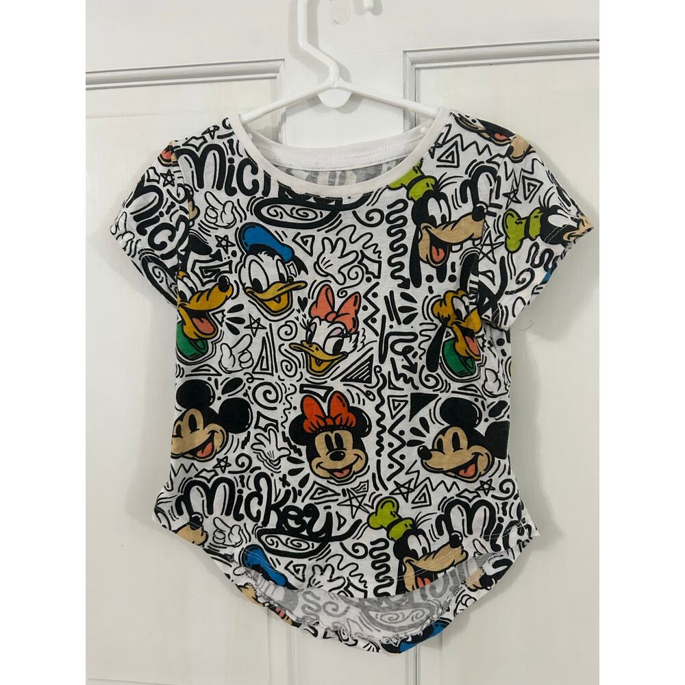 Disney Girls Graffiti Micky Mouse Short Sleeve Shirt Size 4/5